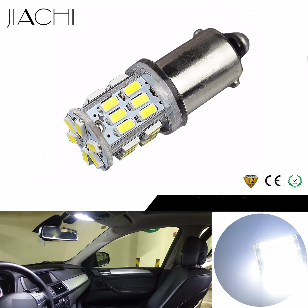 

JIACHI 100 x Auto Car Parts T4W BA9S 3014SMD 30LED DC12V Replacement Bulbs License Plate Lights Parking Clearance Light White