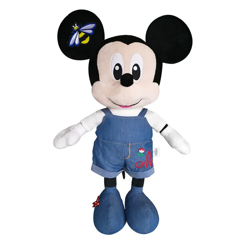 

Disney Fashion Denim Embroidery Mickey Minnie Plush Toy Dolls Birthday Gifts toys for girls girlfriend gift kids toys 70cm