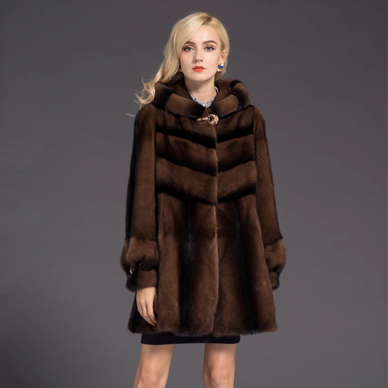 China 2017 fashion 100% natural Genuine Leather mink fur coat long ...