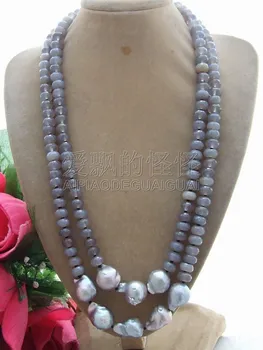 

N070805 43" 18MM Keshi Pearl Botswana onyx crystal stone Necklace