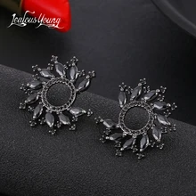 Черные серьги-гвоздики Marqiuse с фианитами, круглые серьги-ветки из циркония для женщин, вечерние серьги-гвоздики, модное ювелирное изделие AE524