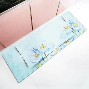 

Plant Landscape Long Mat Thickened Flannel Floor Mat Non-slip Absorbent Kitchen Mat Soft and Comfortable Bedside Rug