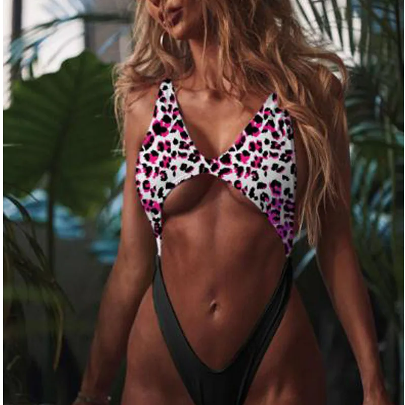 

2019 Summer Hot One Pieces Womens Leopard Print Monokini Bikini Set Bodycon Push Up Sexy One-Piece Swimwear Swimsuit Swimming