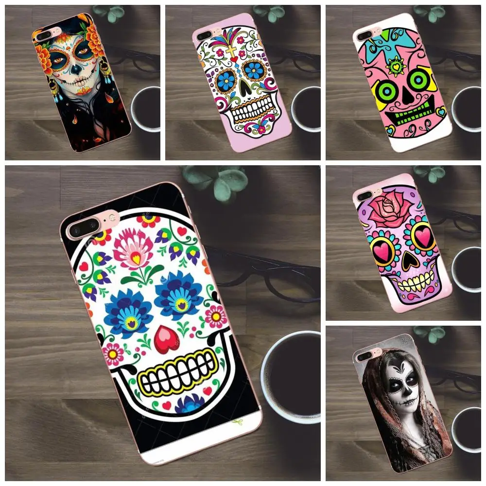 

For Huawei G8 Honor 5C 5X 6 6X 7 8 9 Y5II Mate 9 P7 P8 P9 P10 P20 Lite Plus 2017 TPU Cell Case Mexican Skeleton Sugar Skull