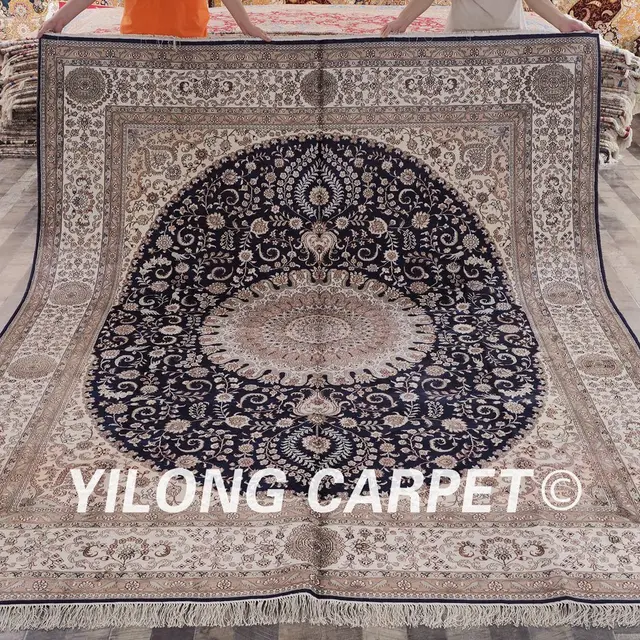 yilong 8x10 traditional persian design blue meddalion handknotted classic silk oriental persian carpets - Carpets For Sale yilong 8x10 traditional persian design blue meddalion handknotted classic silk oriental persian carpets - Carpets For Sale
