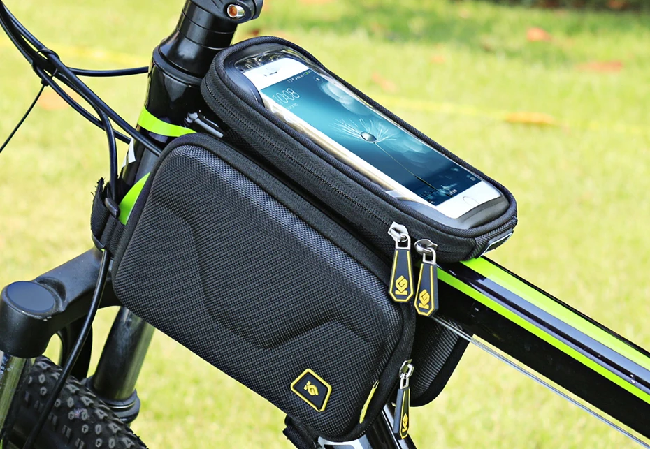 Flash Deal CoolChange Bike Bag  6.2 Inch Touch Screen Bicycle Bag Front Frame Top Cell Phone TPU Cycling Bag Double Pouch MTB Accessory 13