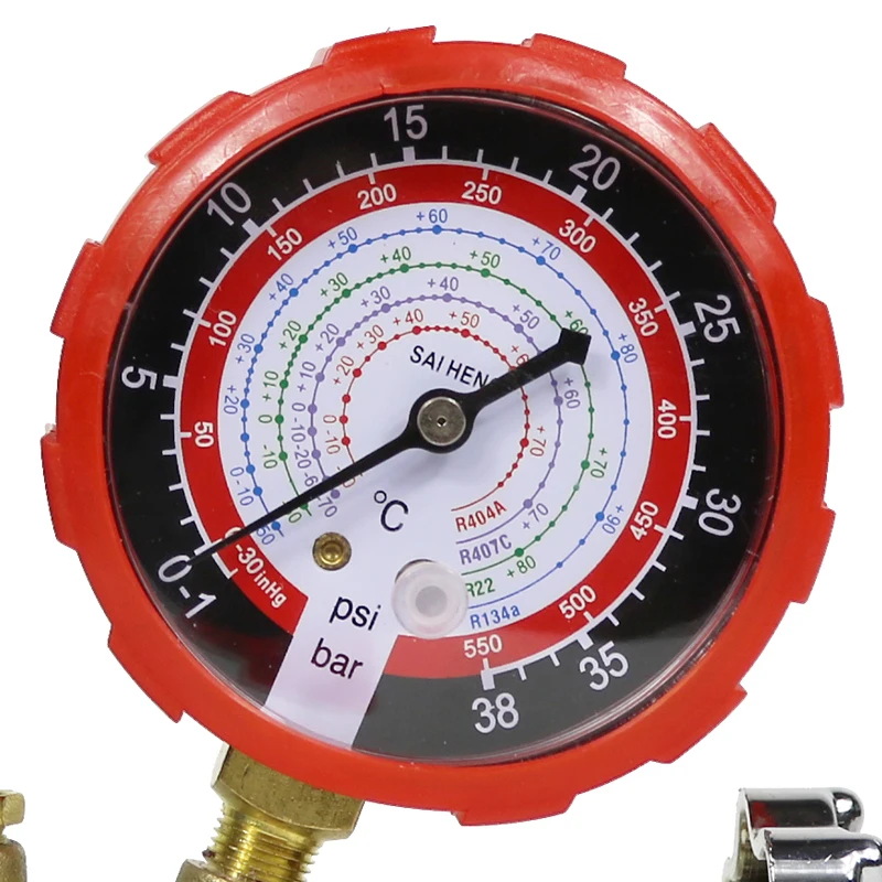 Автомобиль кондиционер R134A манометров фреон хладагент + триколор Фторированная трубка Шланги + 2 шт. QC-12 быстрой смены навесного