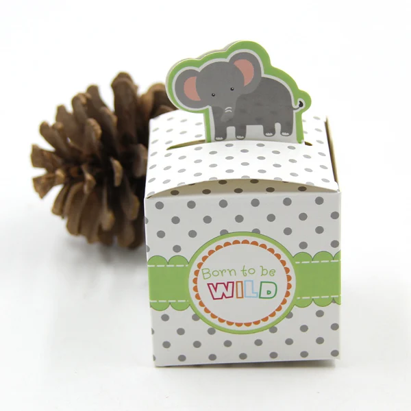 12 шт. милые 4 типа DIY сафари животные подарки из конфет коробка мальчик/девочка дети день рождения, детский душ сувениры украшения для мероприятий и вечеринок - Цвет: Elephant