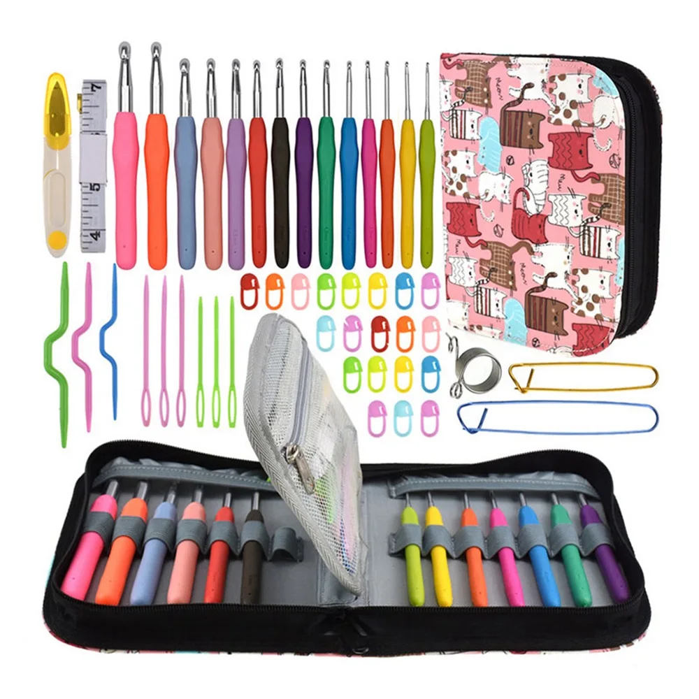 

49Pcs/Set Multi-colour Crochet Hooks Needles Sewing Tools with Storage Bag Crochet Needles Set Knitting Sewing Accessories Hot