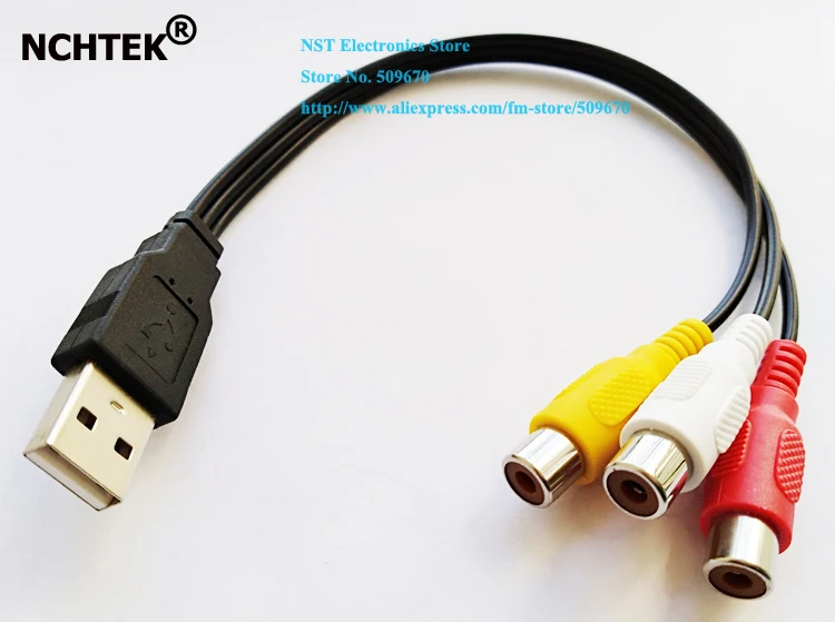 

NCHTEK USB 2.0 A Male to 3 RCA Female Audio Video AV Adapter Cord Cable 25CM/Free Shipping/2PCS