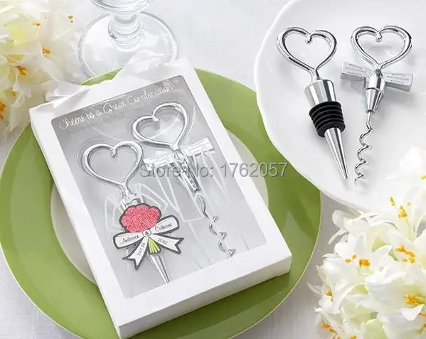 Bride And Groom Bottle Stopper Opener Two Hearts Wine Bride And Groom Bottle Stopper Opener Two Hearts Wine Favor Set Wedding 6bo