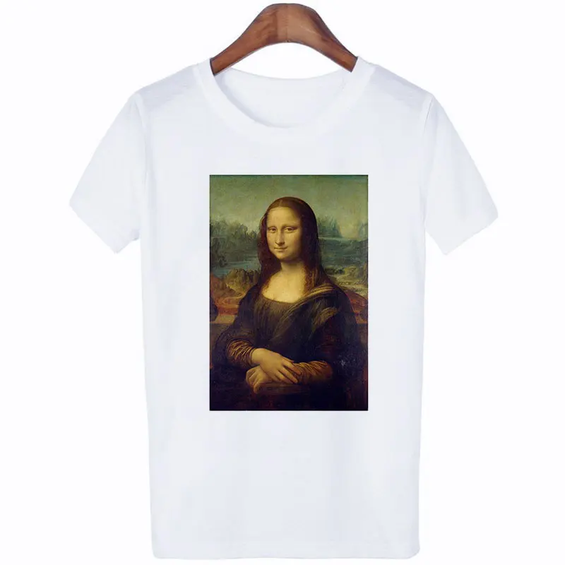 

Summer New Arrival 2019 Ulzzang Harajuku Mona Lisa Vogue White T Shirt Leisure Streetwear Aesthetic Tshirt Women Funny Trend Top