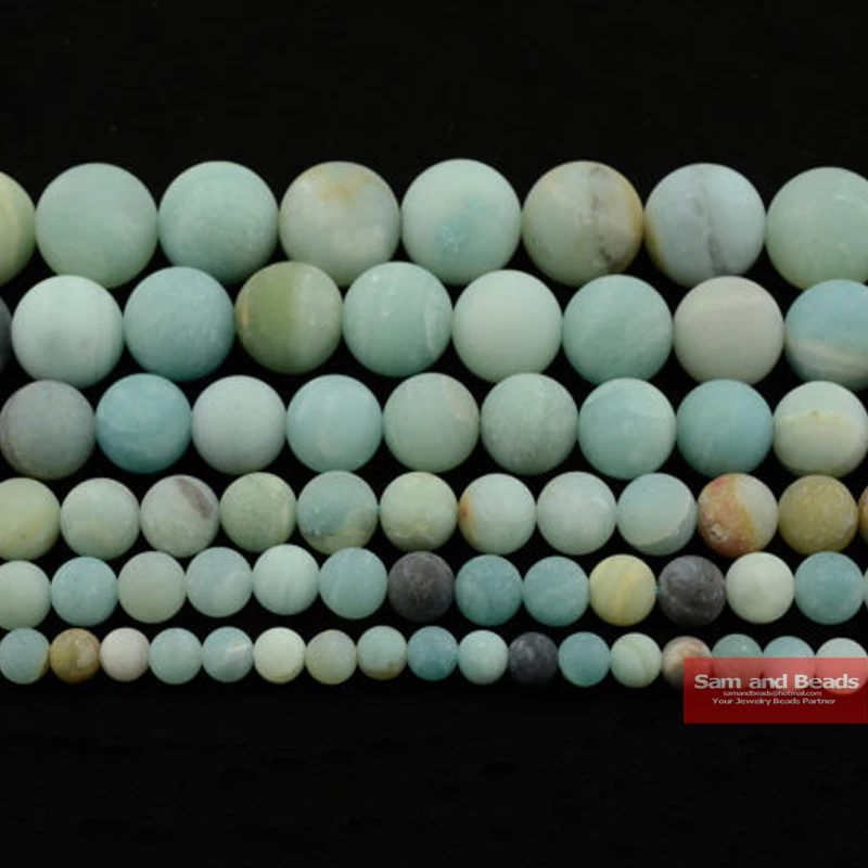 

Wholesale Natural stone Frost Matte Amazonite Round Beads 4 6 8 10 12MM For Diy Bracelet Necklace FMAB20