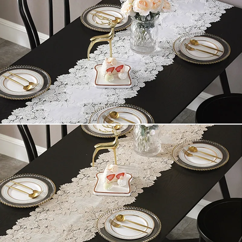 Slub Linen Lace Table Runner P24-9