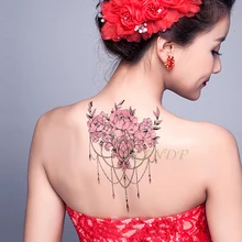 Водонепроницаемая временная татуировка наклейка розовый ошейник со стразами в виде цветка лист временная татуировка флэш-тату художественные татуировки для девушек женщин мужчин