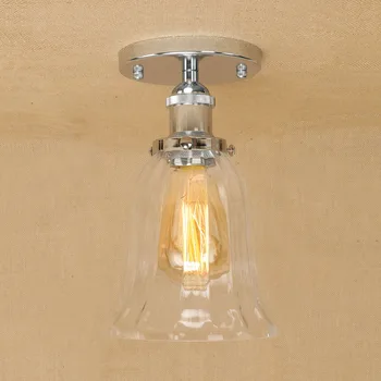 

DOXA American Ceiling Lamps Iron Ceiling Light Glass Plafond Verlichting Round Luminarias De Teto Bedroom Lighting Fixtures