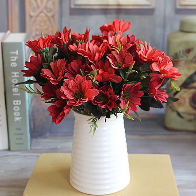 1pcs Artificial Peony Flower White Blue Red Pink Daisy Fl 1pcs Artificial Peony Flower White Blue Red Pink Daisy Fl Bouquet Arrangement