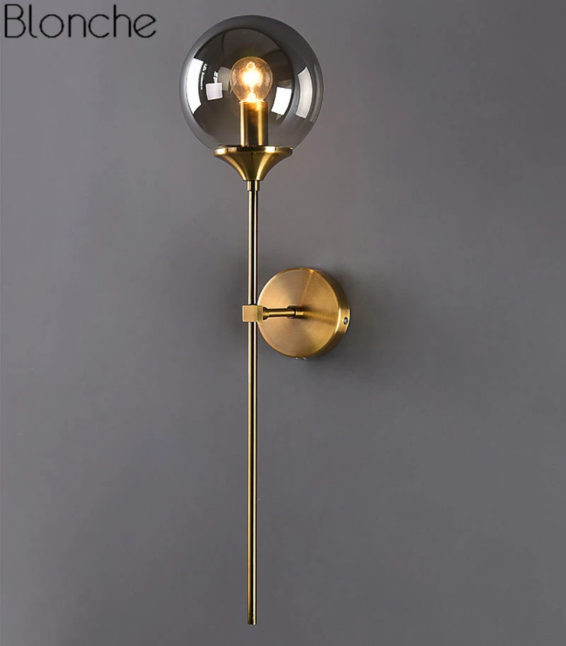 Lâmpada de Parede de Vidro Luminárias para Home Adesivos de Parede do Banheiro Ouro Moderna Levou Decor Quarto Espelho Luzes Nordic Luminária Interior E14 7 Cheap Luminárias de parede