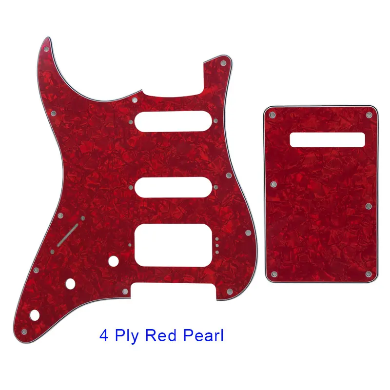 4Ply Red Pearl Запчасти для гитары-для США Fd левша 11 винтовых отверстий MIM Startocaster SSH Гитара хамбакера накладки и задняя пластина с царапинами - Цвет: 4Ply Red Pearl