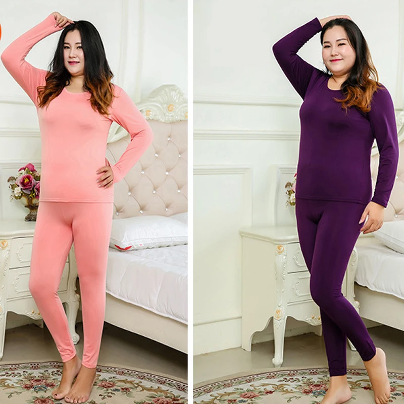 Queenral Thermal Underwear Women Plus Size XL-6XL Long Johns Women For Winter Warm Large Size Slim Shaper Thermal Underwear