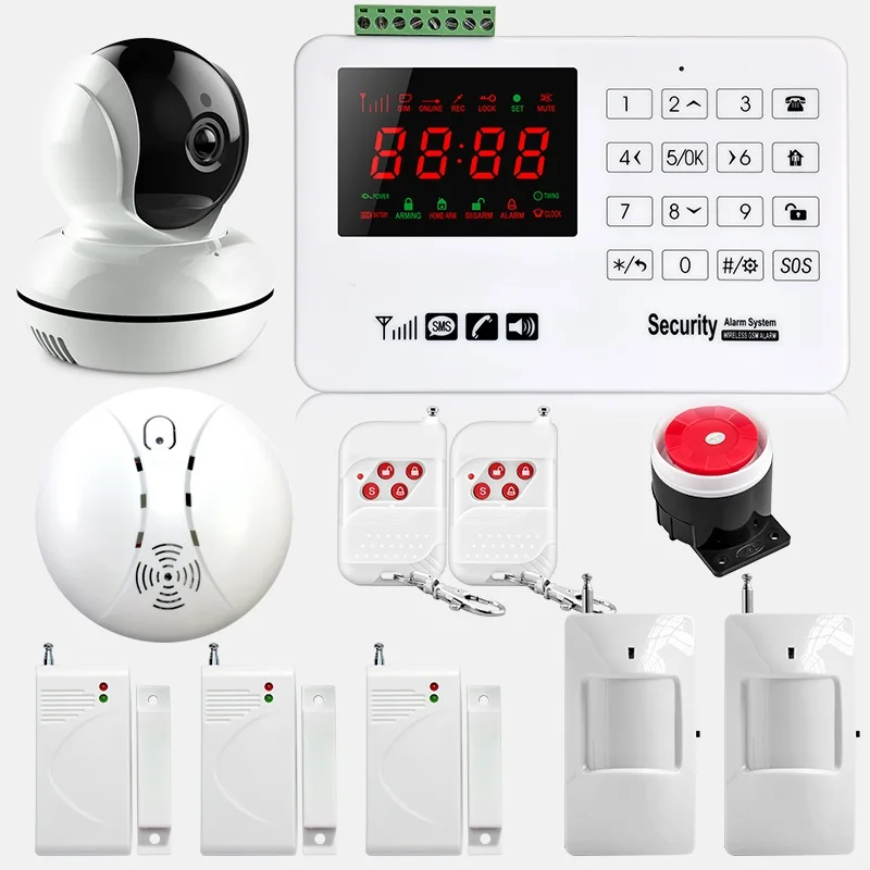 

GSM Wireless Home Business Burglar Security Alarm System Motion Detector PIR Smoke Sensor