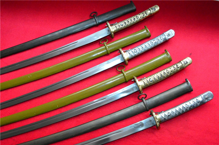 HandMade 4PC Japanese Army NCO Sword Samurai Katana Metal Handle Steel Scabbard Signed Blade