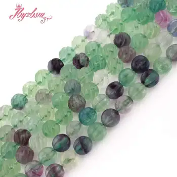 

10mm Smooth Round Carved Multicolor Fluorite Bead Natural Stone Beads For DIY Necklace Bracelet Jewelry Making 15" Free Shipping