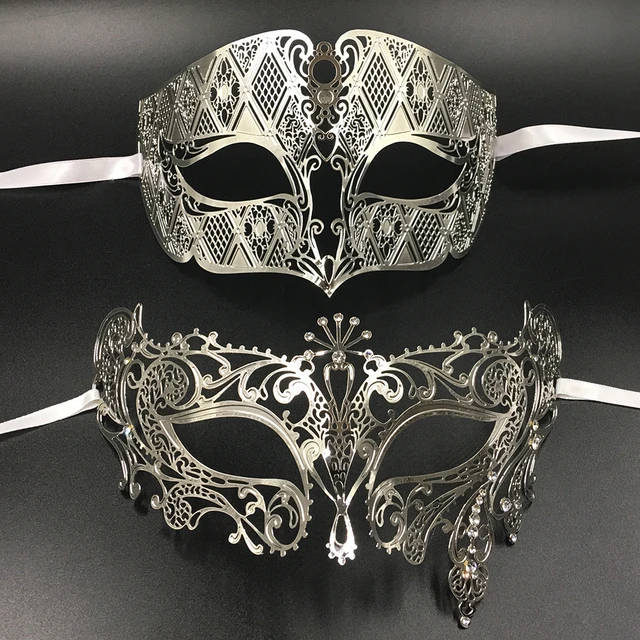 Bauta Full Face White Venetian Party Mask Masquerade - Silver