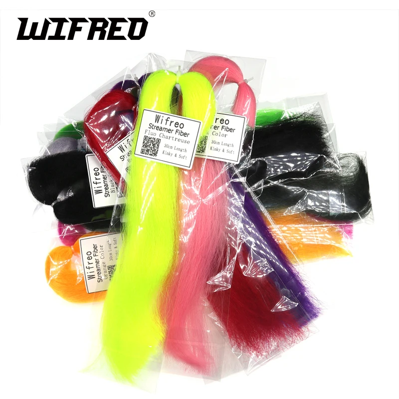 

Wifreo 6 Packs Assorted Color Crimped Kinky Streamer Fiber Minnow Fiber Fly Tying Material for Saltwater Baitfish Pike Flies