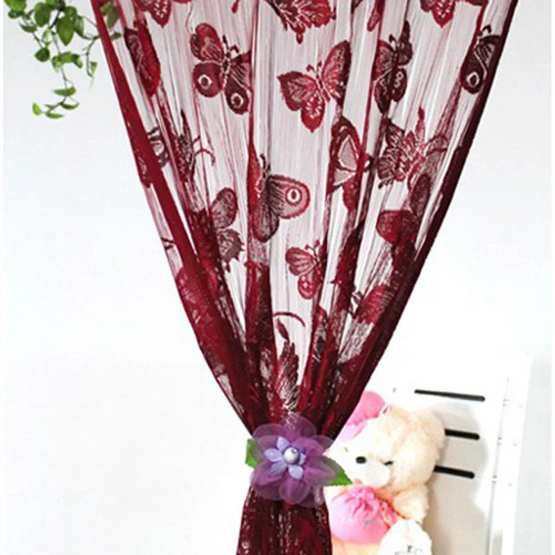 Короткие тюлевые занавески на окна с бабочкой Размеры 100 см * 200 см|curtain design|designer