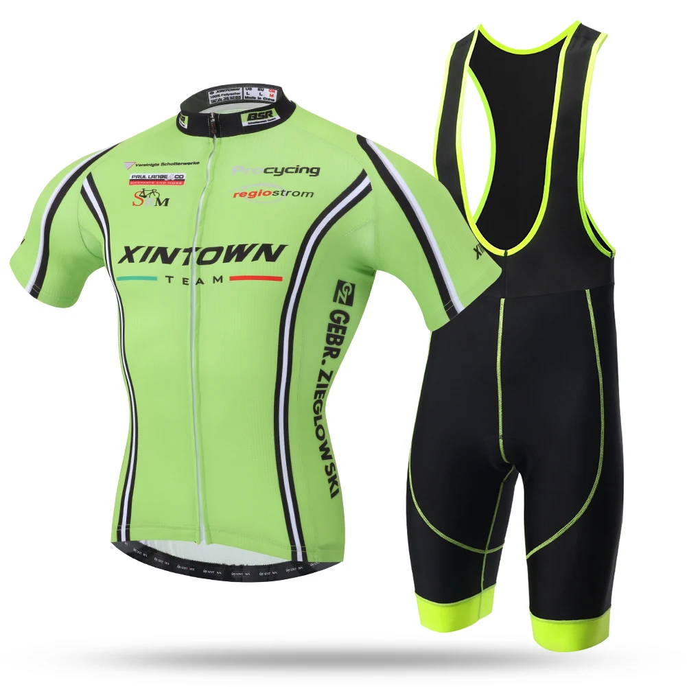 2016 Fluorescent Green Pro Cycling Short Sleeve Jersey and Bib Kit Ropa