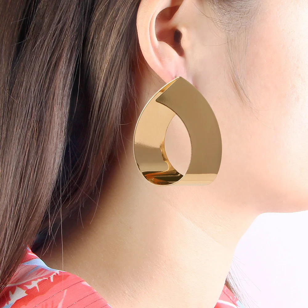  Trendy Irregular Sequins Metal Geometric Earrings for Women Gold&Silver Simple Punk  Earrings