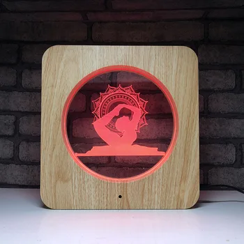 

Explosive gift creative wood grain 7 color 3d night light acrylic table lamp touch color light