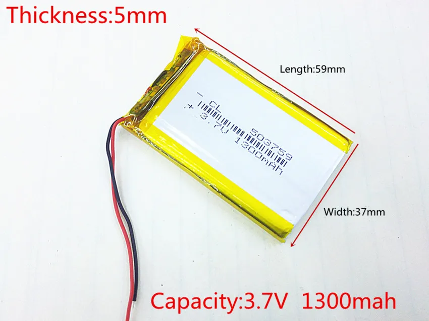 Free Shipping Liter energy battery 3.7V 1300mAh lithium polymer battery 503759 navigator MP3 GPS universal rechargeable battery Free Shipping Liter energy battery 3.7V 1300mAh lithium polymer battery 503759 navigator MP3 GPS universal rechargeable battery