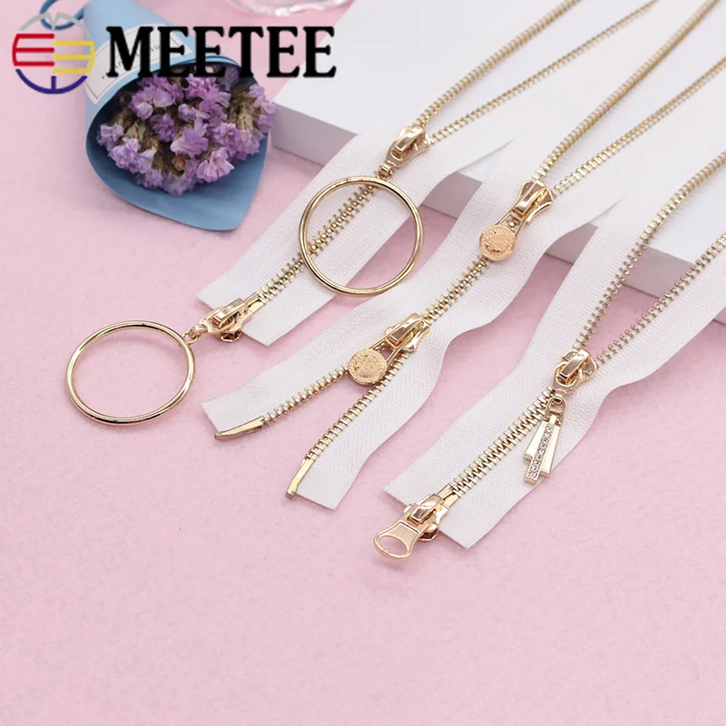 

Meetee 5# Copper Zipper+Free Choose Pull Slider Open-end Double-sided Zippers for Down Jacket Coat DIY Accessories ZA204