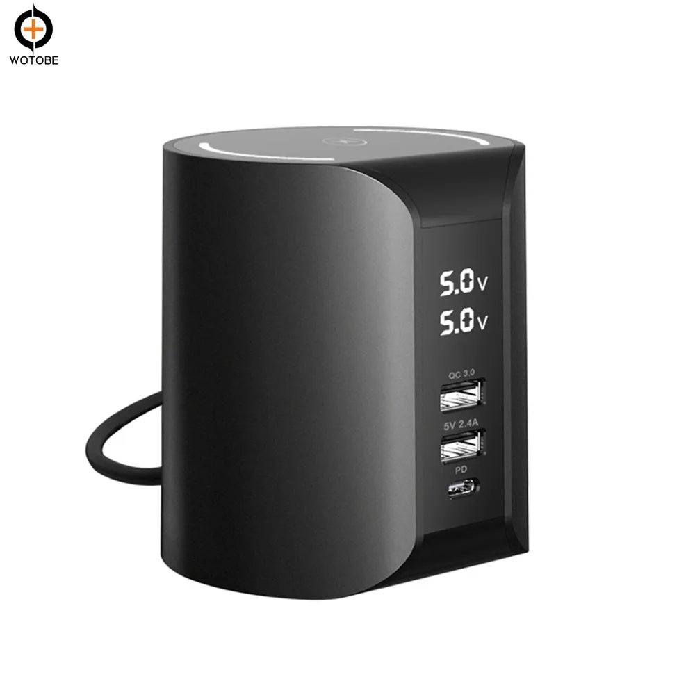 

PD18W fast charge display Wireless charging 10W QC3.0 fast charge Three-in-one charger 3USB charger Mobile phone Mac book 13 in