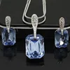 MOONROCY Free Shipping Jewelry Cubic Zirconia Rose Gold Color Brown Blue Crystal Necklace and Earrings Jewelry Set for Women ► Foto 3/6