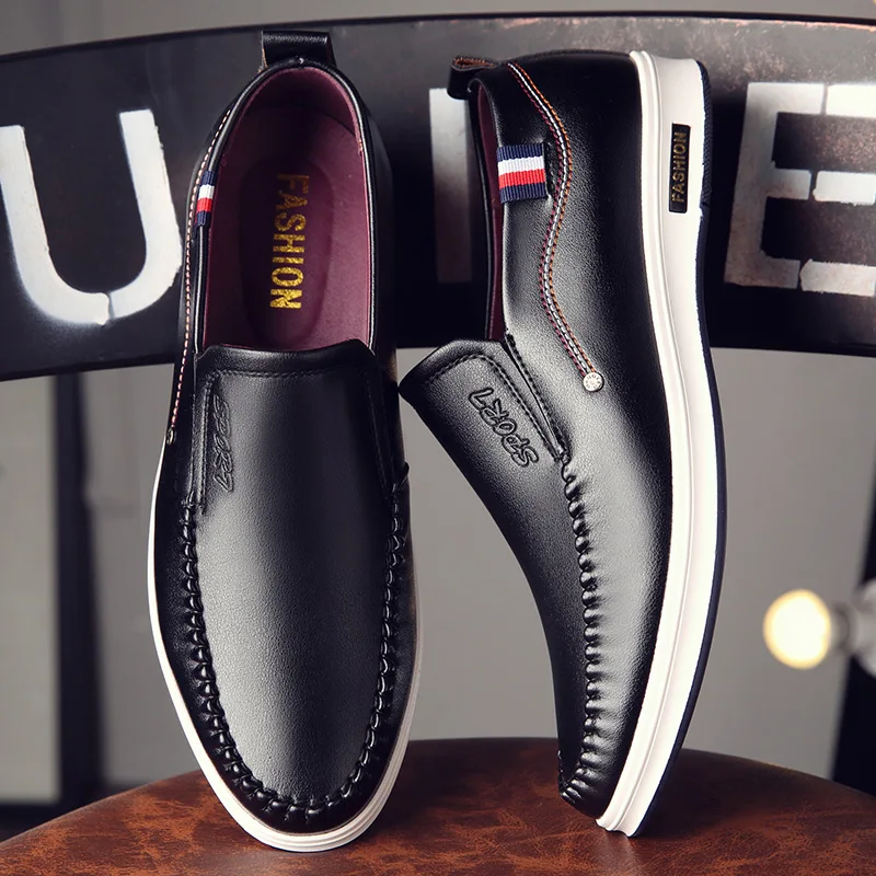 High quality spring comfortable and light men's casual leather shoes famous brand youth breathable sets of low shoes men