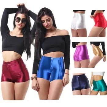 

High Quality 2019 New Hot Sale Latest Summer Fashion Sexy Style Womens Girls Shiny High Waist Apparel Disco Casual Shorts Imcute