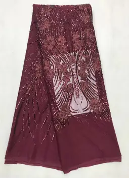 

African Lace Fabric High Quality Sequins French Guipure Lace Fabric 2019 New Arrival Tulle Lace Fabric For Party Dress BVZ008