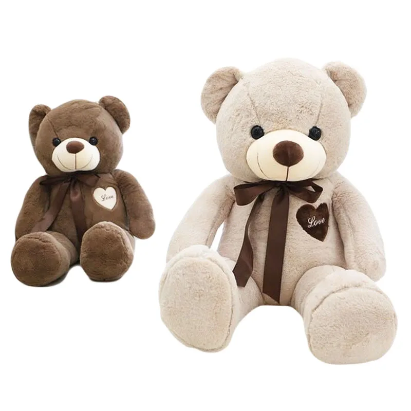 80cm/100cm Large Teddy Bear Plush Toy Cute huge Stuffed Soft Bear Wear Bowknot Bear Kids Toy Best Birthday Gift For Boys Girls