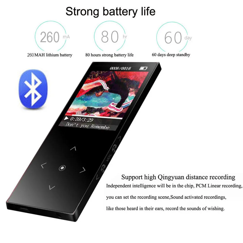 

2018 HOT BENJIE K8 16GB Bluetooth MP4 Player Lossless Recorder FM Radio Video Movie MP4 Music Media kids Audio Music Player NEW