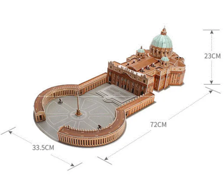 Бумажная 3D головоломка модель Ватикан Св. Петра's Basilica Deluxe XL Большой|Пазлы| |