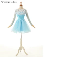 Forevergracedress 2017 Lace Bridesmaid Dress New Arrival Long Sleeves Short Wedding Party Dress Plus Size Custom Made