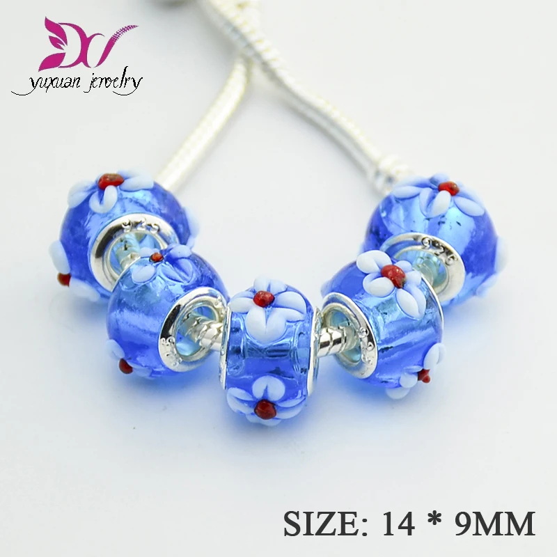 

Christmas flowers 925 Sterling Silver Murano Glass Beads For Women Fit Bracelets DIY Jewelry Making perles en gros