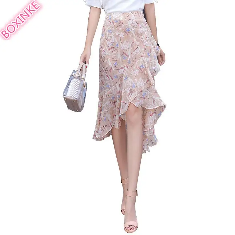 

Tutu Time-limited Polyester Faldas New Shredded Half-length Skirt In Summer Of 2019 Asymmetric A-shaped Lotus For Edge Printed