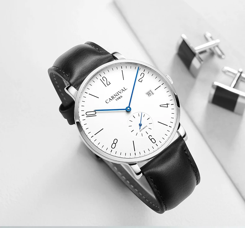 بسيطة رجل التلقائي الميكانيكية ووتش الرجال الأعمال الساعات الرجال الجلود للماء أزياء الرياضة ساعة Relogio Masculino 2019 جديد