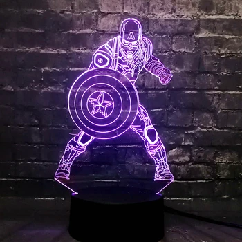 

Movie Captain America Shield Figure 3D Multicolor Change Acrylic table night light LED illusion Touch USB lamp Boy kids toy Gift