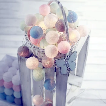 

3m 20 LEDs Colorful Cotton Ball String Light AA Battery Ball Lamp for Holiday Party Christmas Home Bedroom Indoor LED Decoration