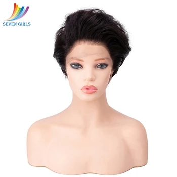 

Sevengirls Natural Color Wave Short Cut Full Lace Wigs With Natural Hairline Malaysian Virgin Human Hair For Women Free Shipping